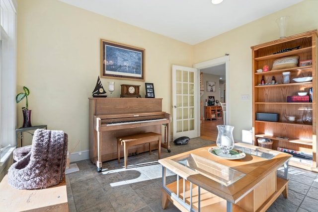 sitting room with french doors