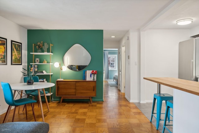 interior space featuring light parquet floors