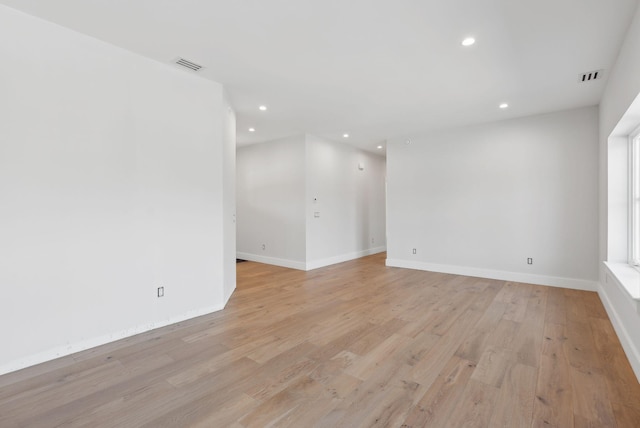 43 Rose Douglas Ln, Brunswick, ME 04011 - spare room with light wood-type flooring, baseboards, visible vents, and recessed lighting