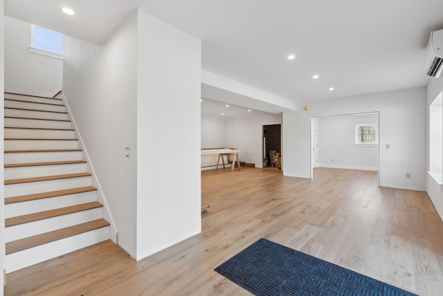 43 Rose Douglas Ln, Brunswick, ME 04011 - interior space with stairway, recessed lighting, light wood finished floors, and baseboards