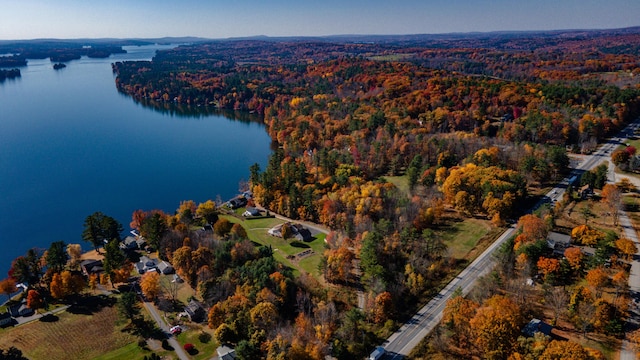 27 Mace Ave, Winthrop, ME 04364 - aerial view of property's location with a heavily wooded area and a nearby body of water