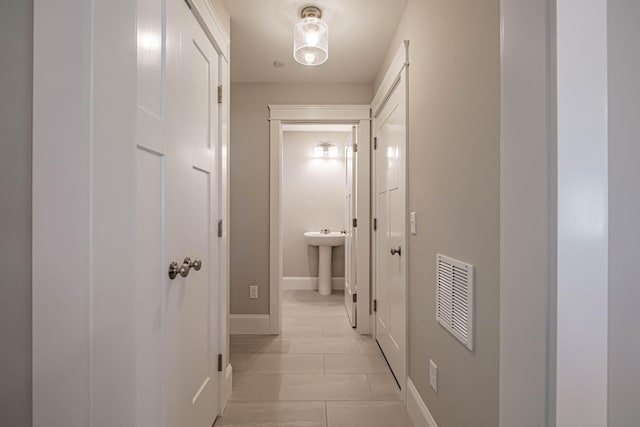 hallway with sink