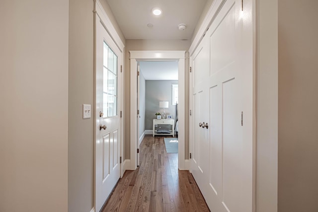 hall featuring wood-type flooring