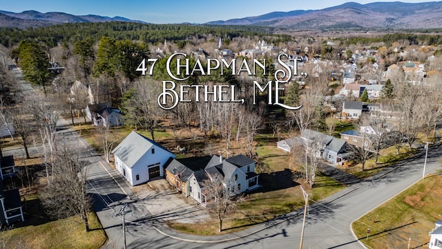 drone / aerial view with a mountain view