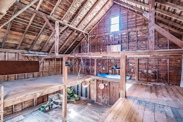 view of unfinished attic