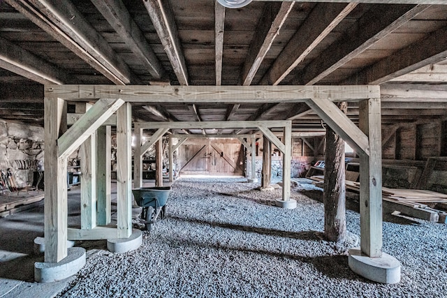 view of unfinished attic