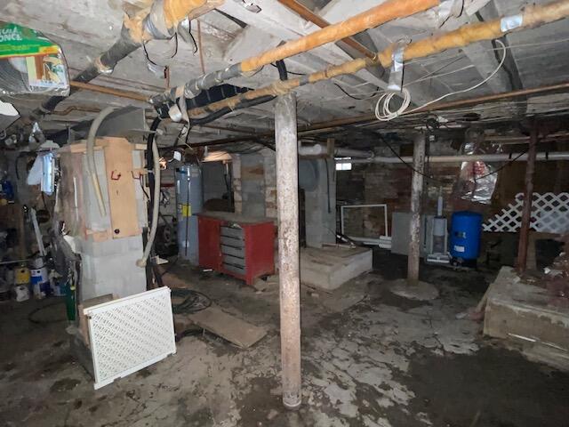 basement featuring gas water heater