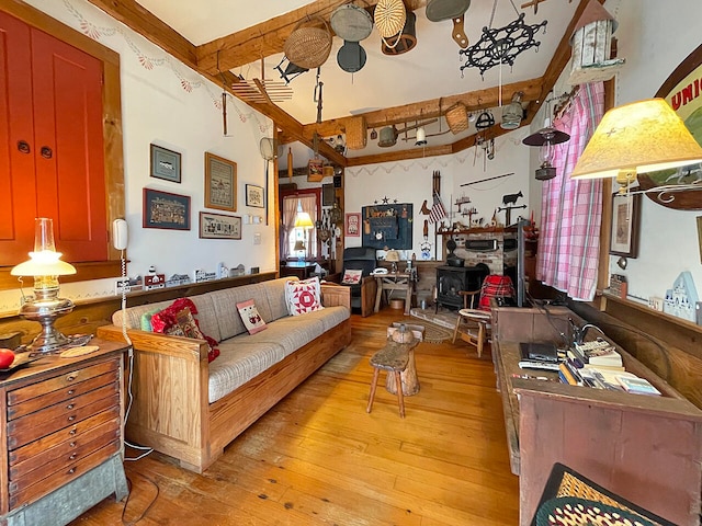 living room with hardwood / wood-style floors