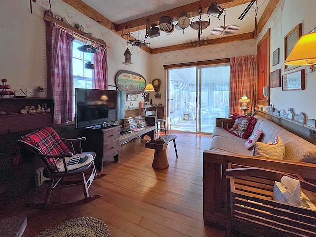 living room featuring light wood-type flooring