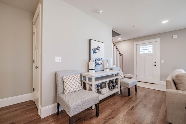 foyer entrance featuring hardwood / wood-style flooring