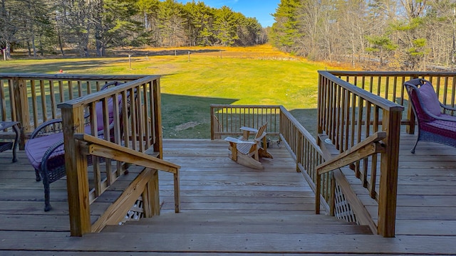 deck featuring a lawn