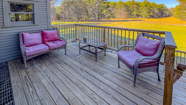 deck featuring a yard