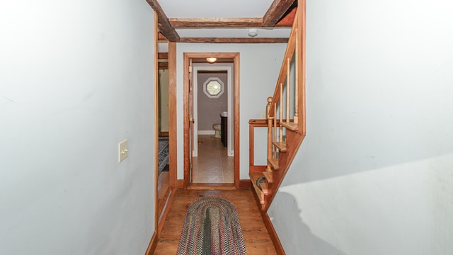 corridor with light hardwood / wood-style flooring