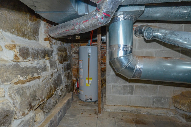 utility room featuring water heater