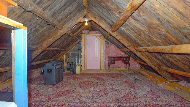 view of unfinished attic