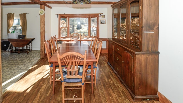 dining area featuring dark hardwood / wood-style flooring