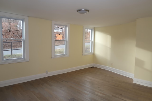 unfurnished room with plenty of natural light and wood-type flooring