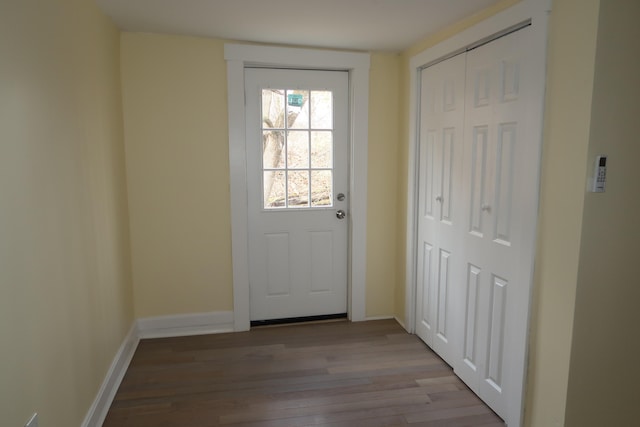 doorway featuring light wood-type flooring