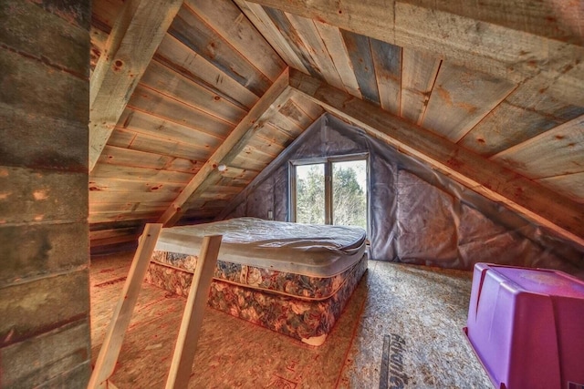 0 Little Huston Brook Rd, Concord Twp, ME 04920 - bedroom featuring vaulted ceiling and wooden ceiling