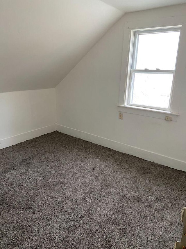 bonus room with carpet flooring and lofted ceiling