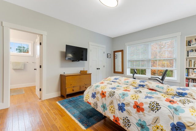 11 Beacon Dr, Brunswick, ME 04011 - bedroom featuring light hardwood / wood-style floors, a closet, and multiple windows