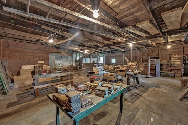236 High St, Farmington, ME 04938 - miscellaneous room featuring hardwood / wood-style floors and wood walls