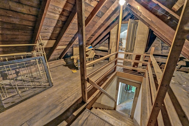 view of unfinished attic