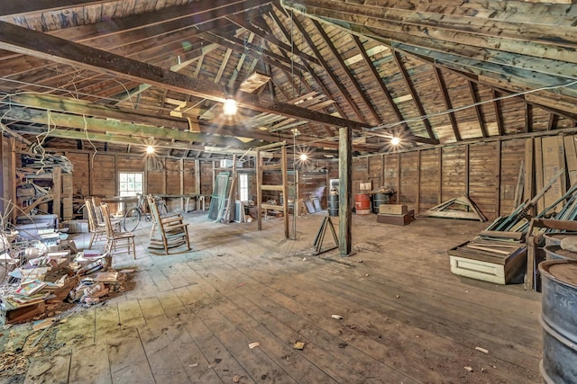 236 High St, Farmington, ME 04938 - miscellaneous room with hardwood / wood-style flooring and high vaulted ceiling