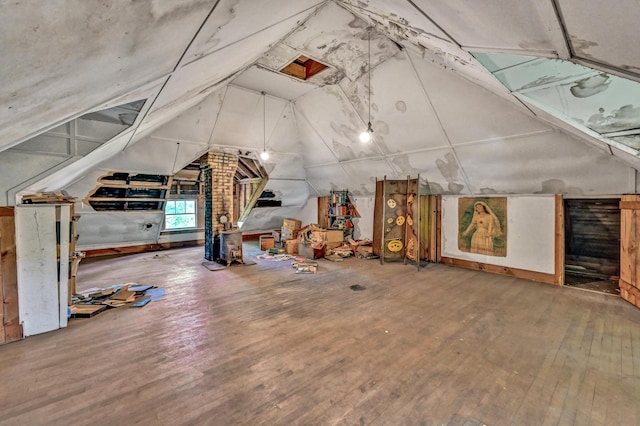 236 High St, Farmington, ME 04938 - miscellaneous room featuring hardwood / wood-style flooring and lofted ceiling