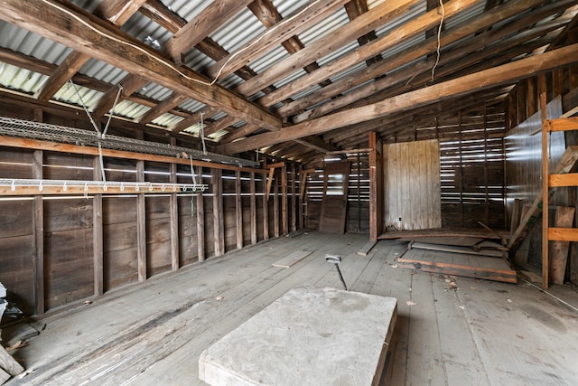 misc room featuring lofted ceiling