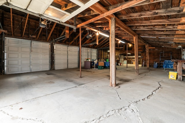 garage with a garage door opener