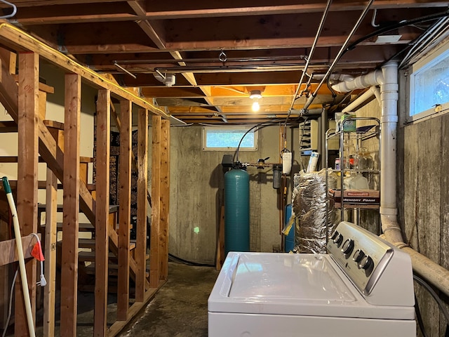 basement with independent washer and dryer