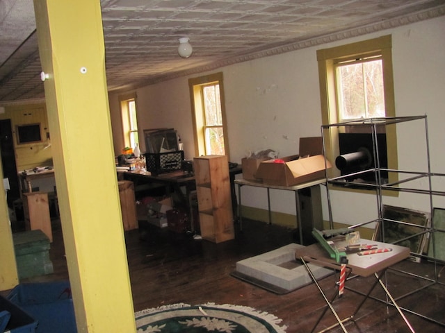 miscellaneous room featuring dark hardwood / wood-style floors