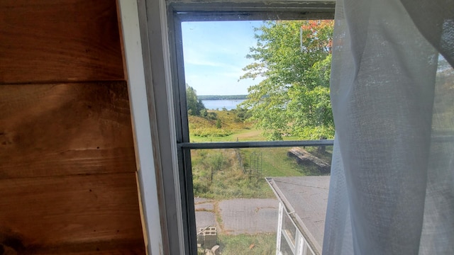 room details featuring a water view