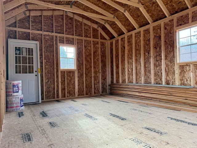 miscellaneous room with vaulted ceiling