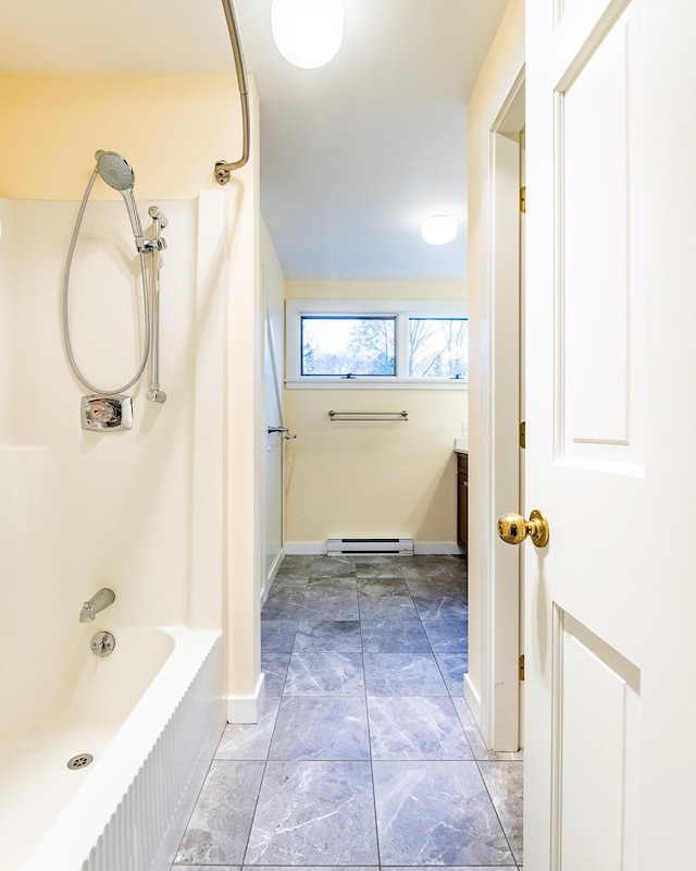 9 Jameson Point Rd Unit 10, Rockland, ME 04841 - full bath with a baseboard radiator, bathtub / shower combination, and vanity