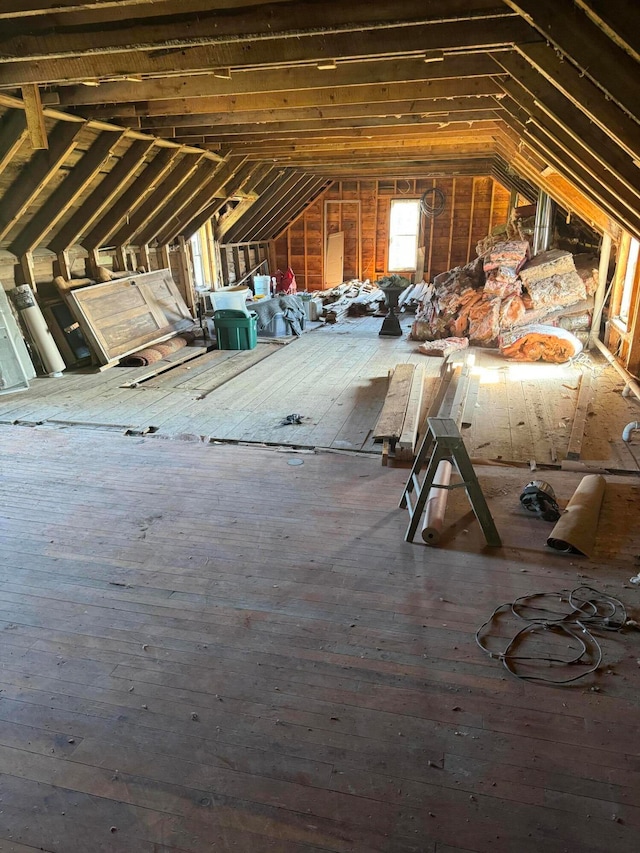 view of unfinished attic