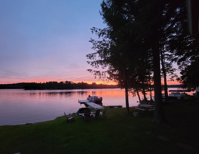 view of dock featuring a water view