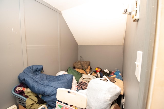 bedroom with lofted ceiling