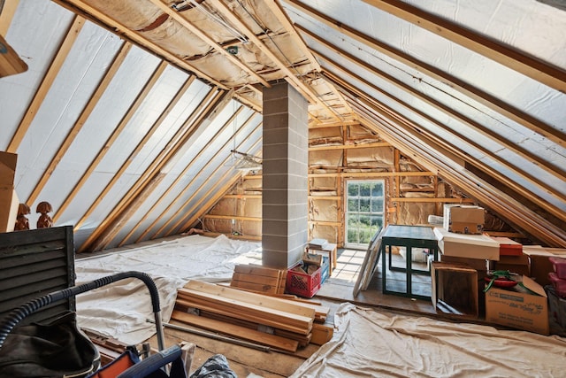 view of unfinished attic