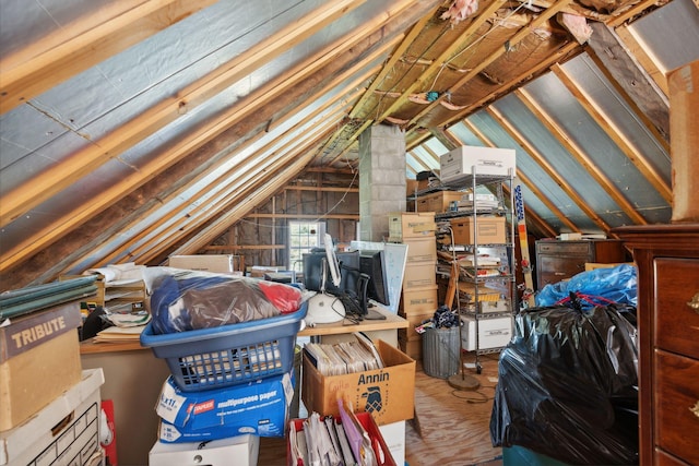 view of unfinished attic