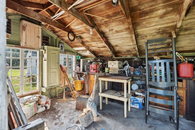 interior space featuring vaulted ceiling