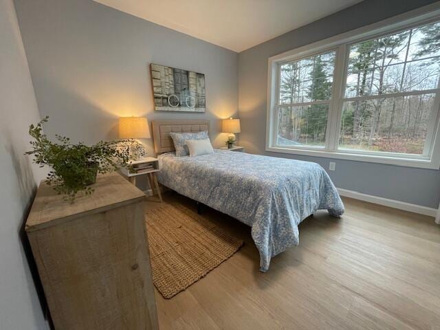 bedroom with light hardwood / wood-style flooring