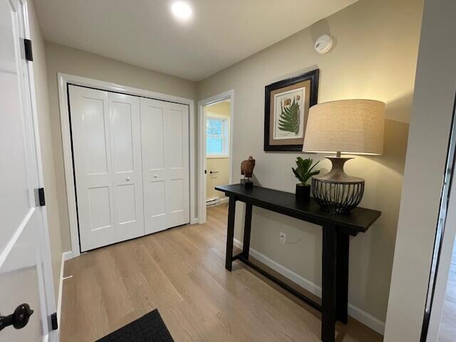 interior space with light hardwood / wood-style flooring