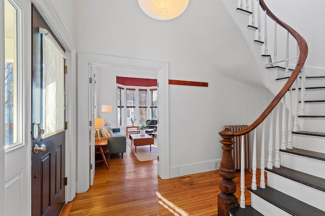 entrance foyer with light hardwood / wood-style floors