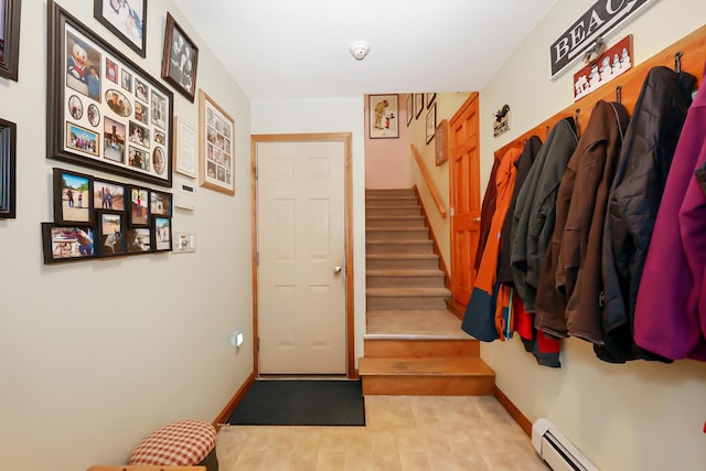 interior space with a baseboard radiator