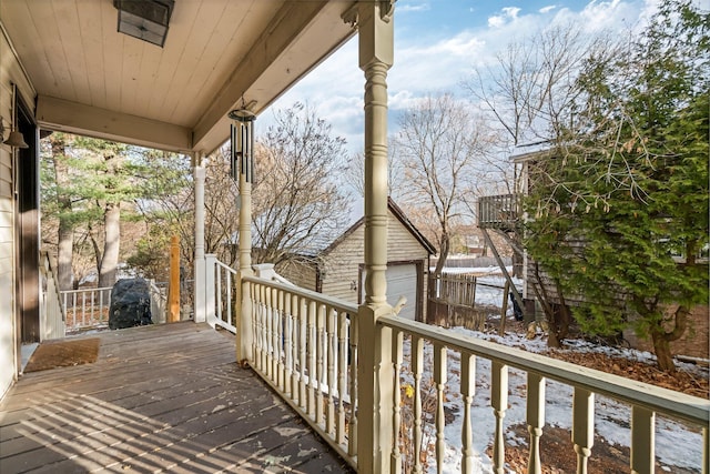 363 Broadway, Bangor, ME 04401 - wooden porch featuring an outbuilding