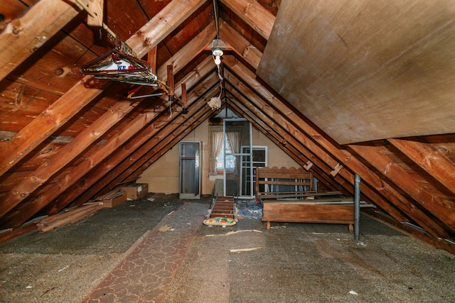 view of unfinished attic