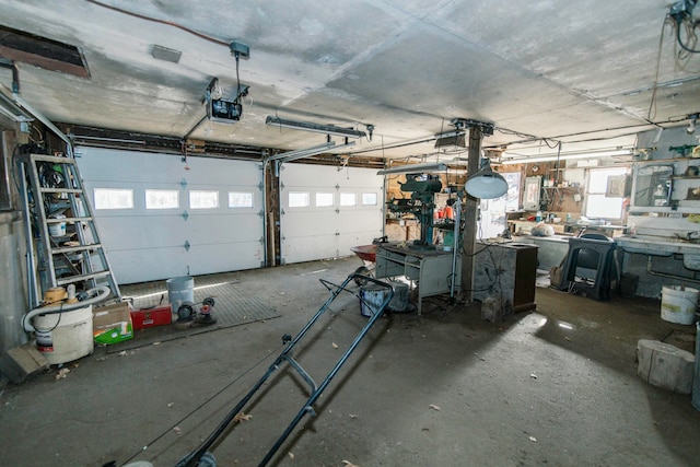 garage with a garage door opener