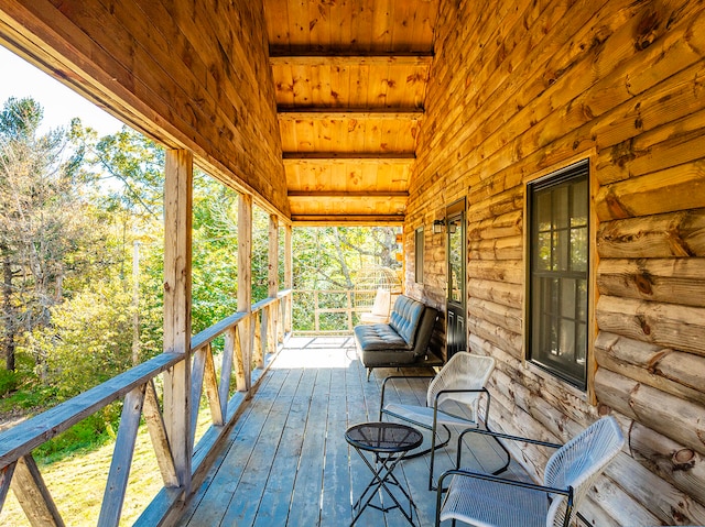 deck with covered porch